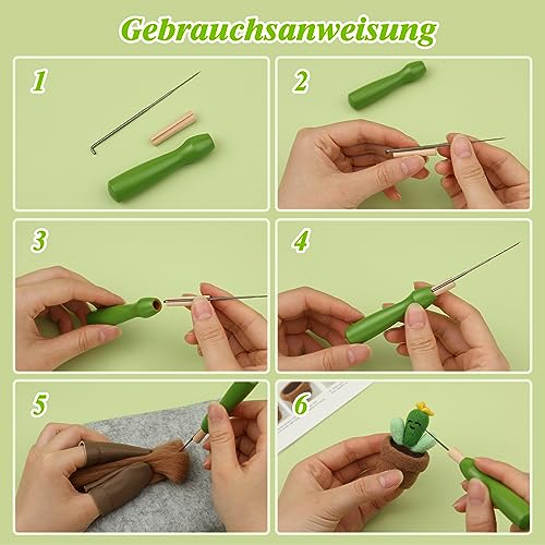 Kit de feutrage à l'aiguille laine à feutrer cactus accessoires Bamru