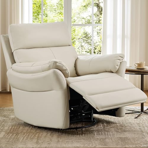 Sillón reclinable piel beige 24.8 pulgadas miniatura 1