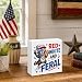 4th of July Patriotic Decorations, Merica Independence Day Wooden Sign, Funny Hotdog Raccoon Home Decor for Desk Table Shelf