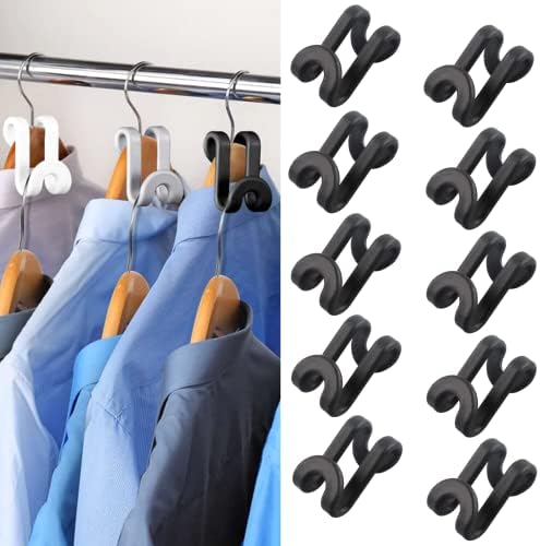 Crethink 10 Pieces Clothes Hanger Connector Hooks Hanger,Plastic Connector Hooks Clothes Hanger,Extender Clips Cascading Connection Space-saving Hanger Hook for Wardrobe, Bathroom, BedroomPink