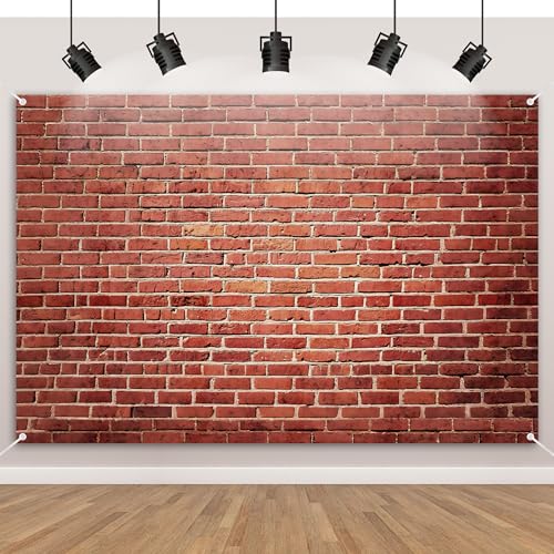 7x5ft Red Brick Wall Backdrop Thickened Fabric Photography Background for Birthday Party Graduation Celebration Realistic Brick Panel Backdrop Banner for Photo Booth Studio Prop