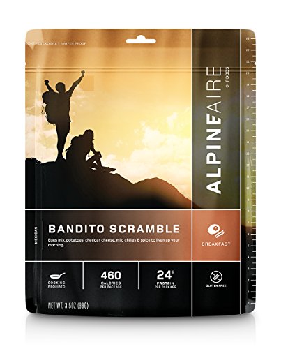 AlpineAire Bandito Egg Scramble Freeze Dried/Dehydrated Breakfast Meal Pouch add Water and Cook in pan 2-Servings per Pouch 12g of Protein per Serving