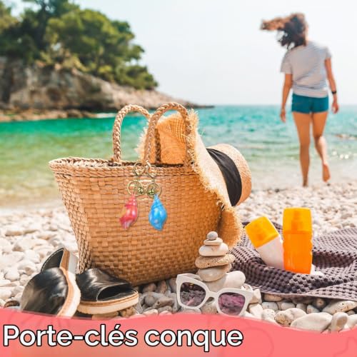 4 PcsPorte Cle Coquillage, Porte Clé Coquillage, Porte Clef Voiture Accessoire, cadeau d'anniversaire, cadeaux pour garçons et filles, cadeaux de rentrée scolaire – vue 5