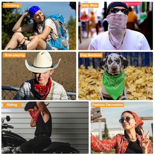 Luckwaii Bandana Halstücher für Damen Herren, 22 Stück Nickitücher Kopftuch Paisley Muster Kopftücher Halstuch Männer, Mischfarben Taschentücher Haar Schal Quadratische Tücher Bandanas 55 x 55 cm