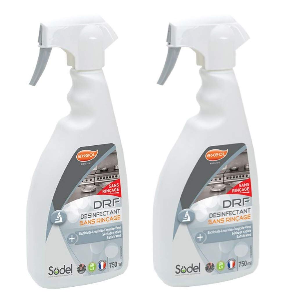 VIRUCIDE EN 14476 SURFACE SANS RINCAGE lot de 2 spray de 750 ml
