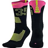 Nike Elite Mens Versatility Crew Socks (X-Large, Black/Hyper Pink/Volt)
