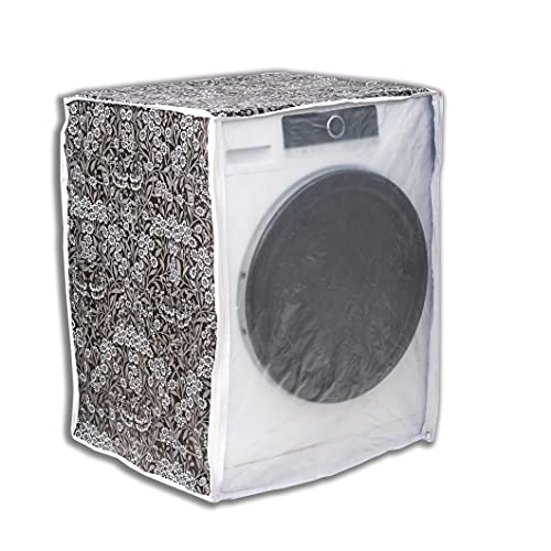 Image of Classic Front Load Washing Machine Cover Suitable For IFB 5.5 Kg, 6 Kg, 6.5 Kg (50cmsX63cmsX81cms, Black Flower, Medium)