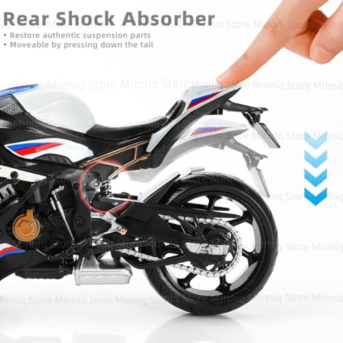Image of Compatible for B-m-w S 1000RR Motorcycle DieCast Model, Suspension and Hand Free Roller, Toy Motorcycle Collection with Music Lighting Toy for Kids (B-M-W S 1000RR - White)