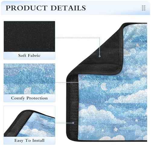 Image of 2 Pack Seatbelt Covers Seat Belt Cover Pad for Adults Boys Girls Car Seat Strap Covers Pads Cushion Universal Shoulder Strap Pad Protector for Backpack Camera Bag 10x7.7Inch Blue Gradient Cloud and St