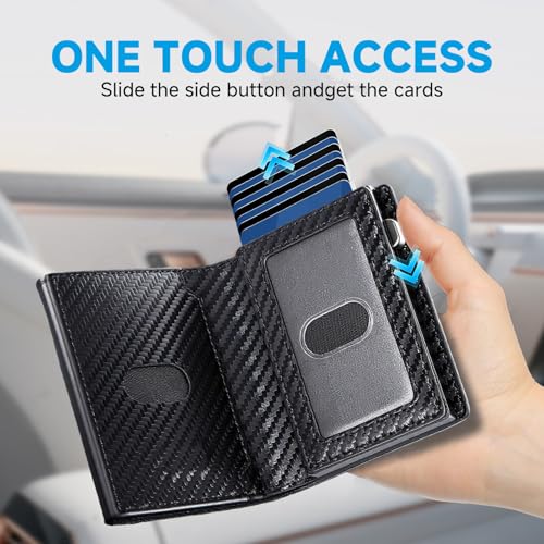 Wallet for Airtag Men - Mens Double-Fold Pop-Up Card Wallet,Supports Airtag And Rfid Shielding Functions.Holds 9-13 Cards, With ID Window.Suitable As a Holiday Or Birthday Gift for Men.(blue gift box)2