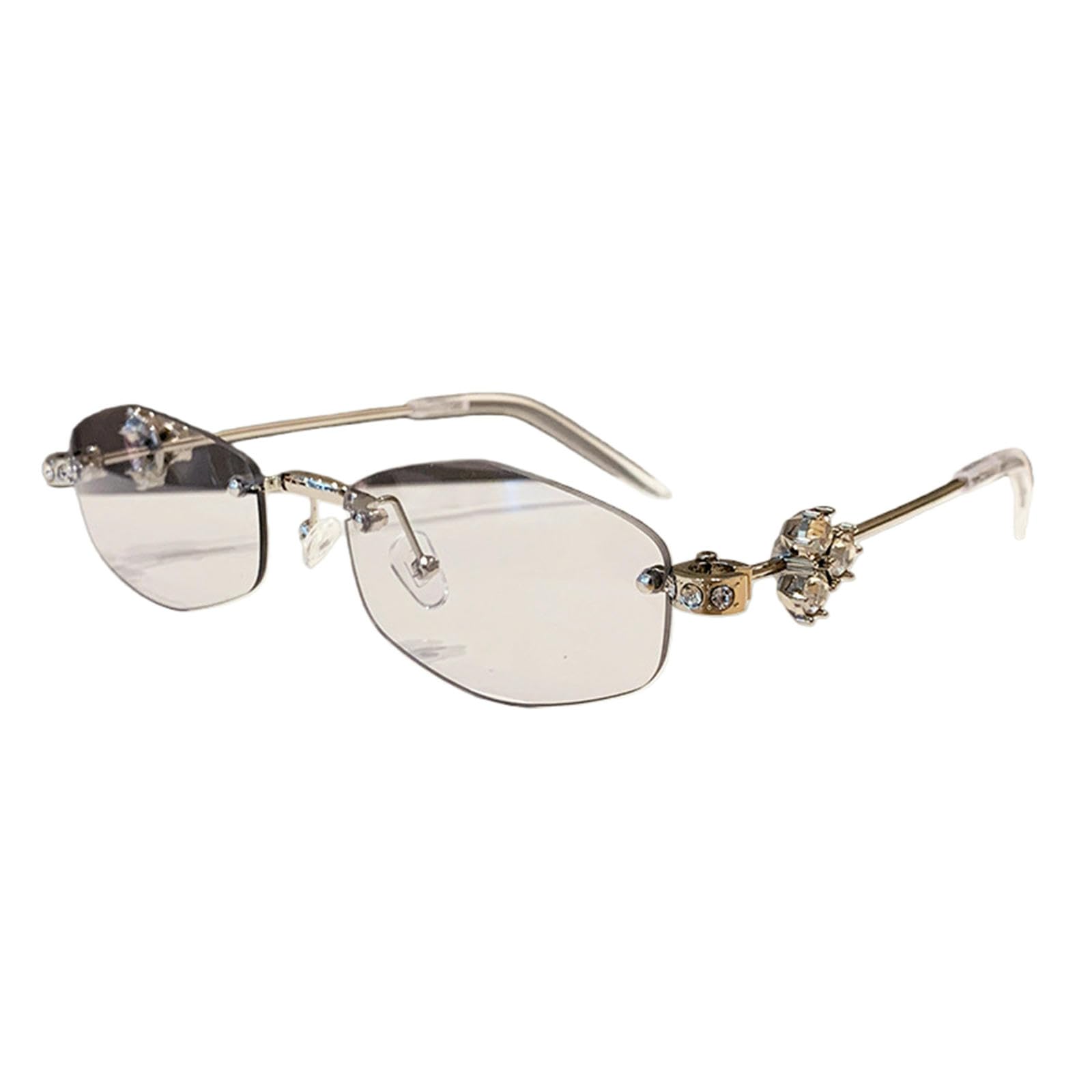 Gyios Sunglasses Mens For Women Men, Bling Trendy Rimless Sun Glasses Fashion Narrow Shades Sunnies-silver Frame With Light Grey