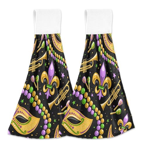 Festive Mask - Juego de 2 toallas de cocina para colgar en otoño, toallas absorbentes para cocina, toallas de mano decorativas, 18.2 x 14 pulgadas