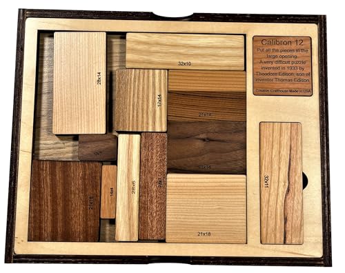 Calibron 12 Handmade Wooden Puzzle – Hardest Brain Teaser for Adults & Teens