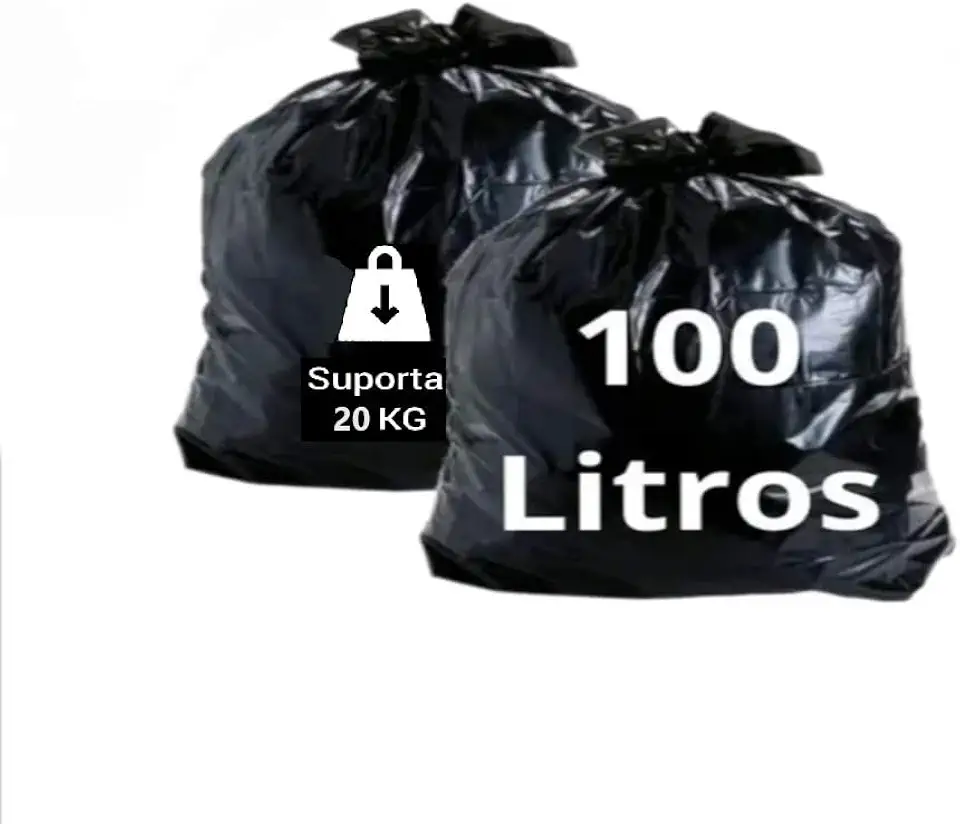 Saco de Lixo 100 Litros REFORÇADO (25 Unidades) Suporta 20kg – Alta Resistência e Anti-Vazamento – Ideal para Condomínios, Empresas, Restaurantes e Uso Doméstico