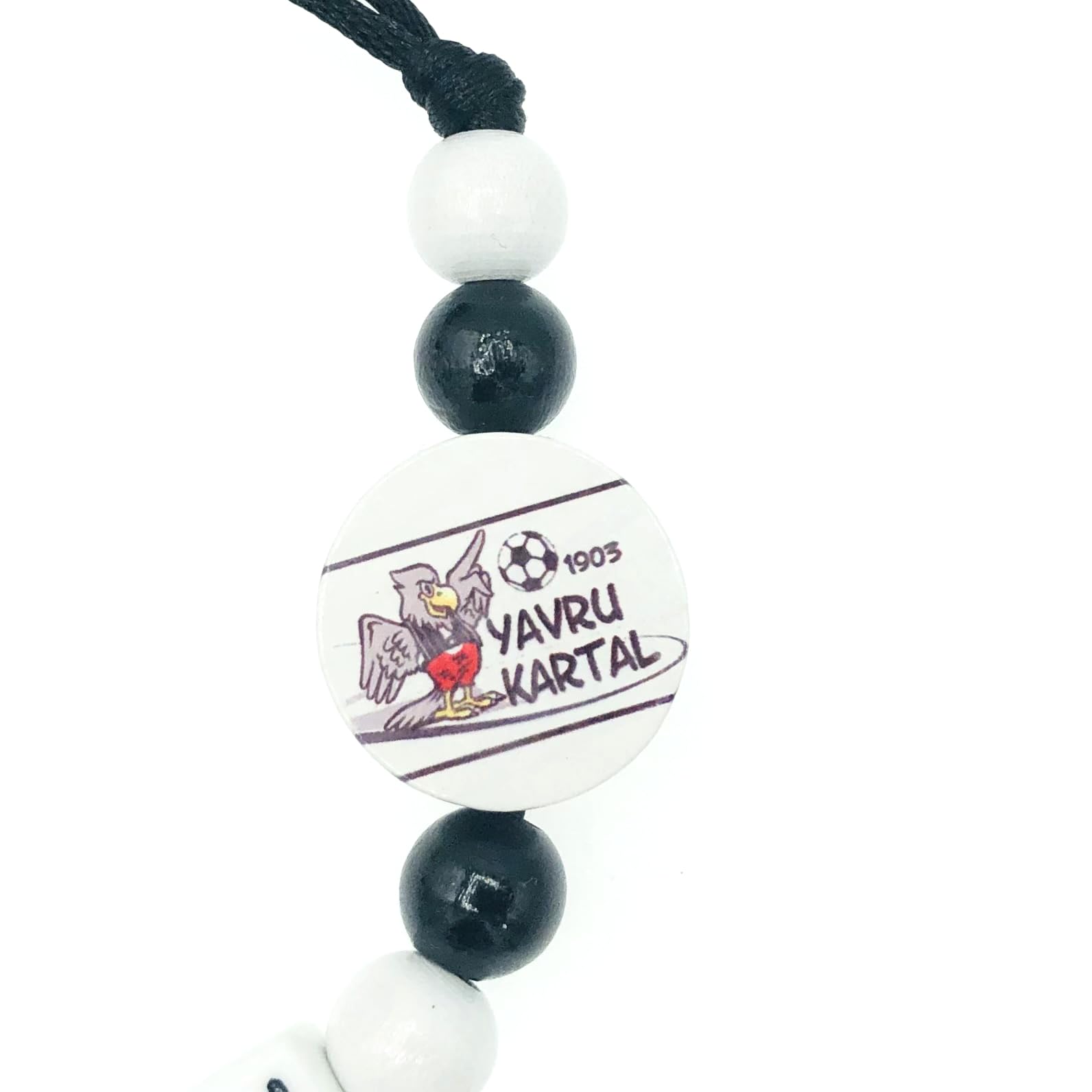 Set Nuckelkette + Kinderwagenkette mit Namen " für BESIKTAS Fan - YAVRU KARTAL - MAUS " Schwarz Weiß/Baby/Unisex/Personalisiert/HANDMADE