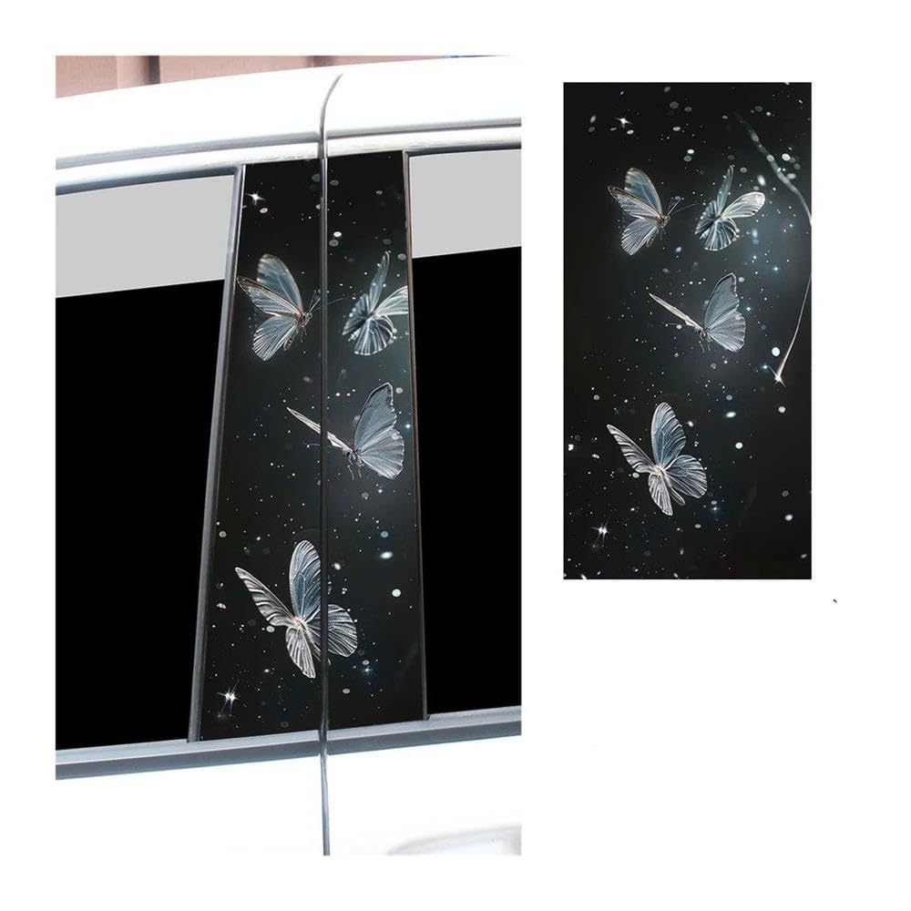 Bertdcx D Beautiful Butterflies Car Stickers Auto B-Pillar Car Center Column Ecoration Auto Parts(,2Pcs)