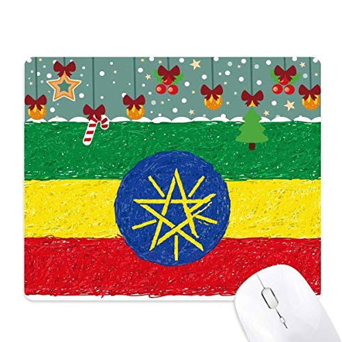 Tapis de souris drapeau Éthiopie en caoutchouc antidérapant pour le bureau