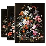 AWAKENAGE Flower Wall Art, 3 Piece Vintage Rustic Floral Canvas Wall Art for Modern Home Decor,...