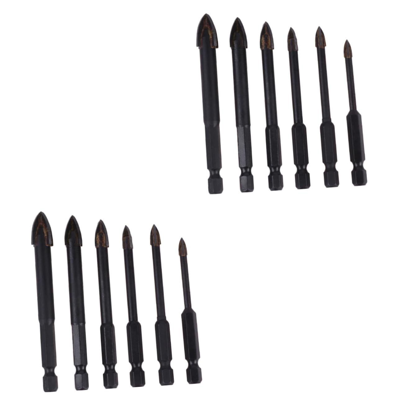 Alipis 2sets Triangular Drill Bits Multi Function Hole Opener for Ceramic Tile Wood Plastic Precision Easy Penetration 6pcs*2