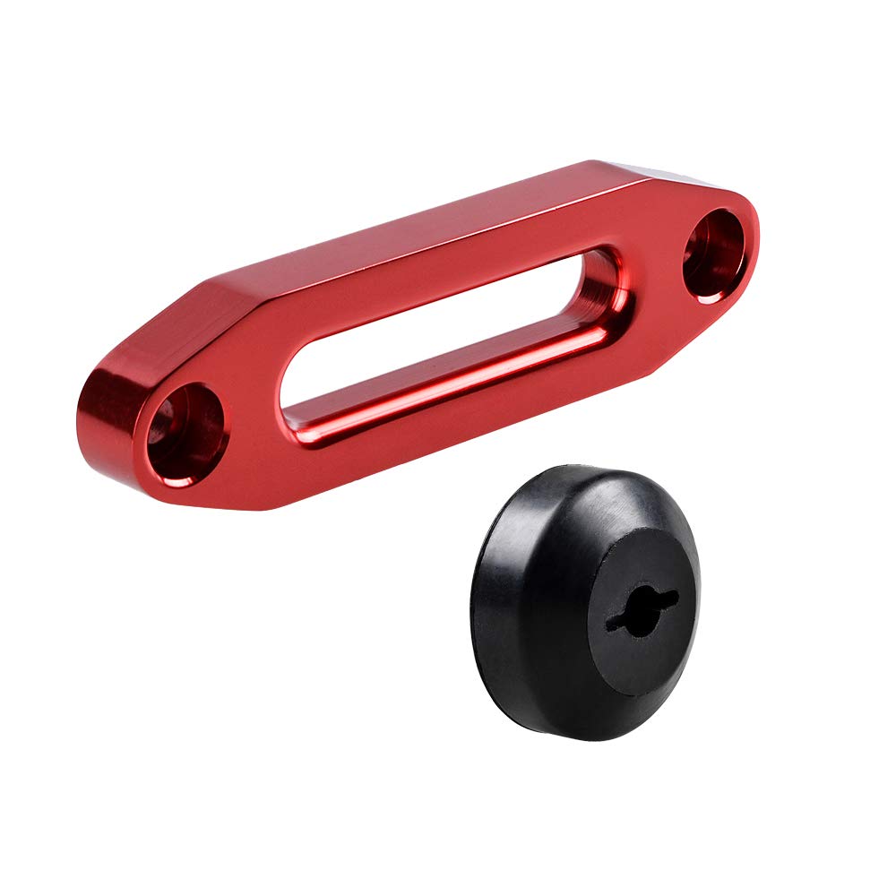 Astra Depot Red 4 4/5 inch (Ount Bolt Hawse Fairlead 3000lbs-4000lbs and Black Rubber Stopper for ATV UTV Winch Rope 3/16