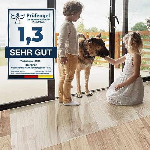 Floordirekt Podkładka na krzesło biurowe, mata ochronna, mata podłogowa, podkładka na krzesło, przezroczysta, grubość: 1,5 mm, mata ochronna do twardych podłóg (szerokość: 100 cm, długość: 210 cm)