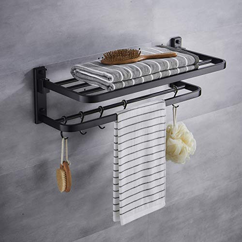 Rails porte-serviettes doubles pliables muraux 60 cm avec crochets