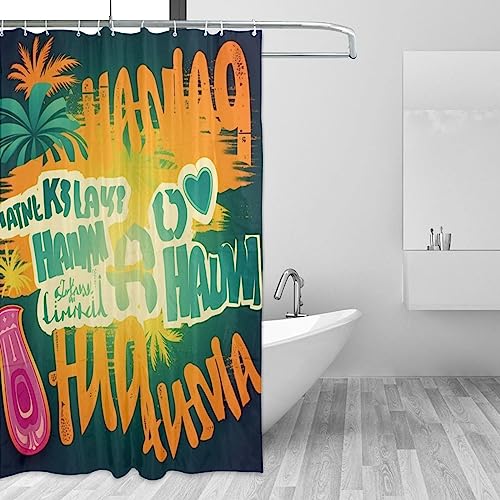 Rideau de douche moderne TOMPPY pour une ambiance de bain hawaïenne - 4