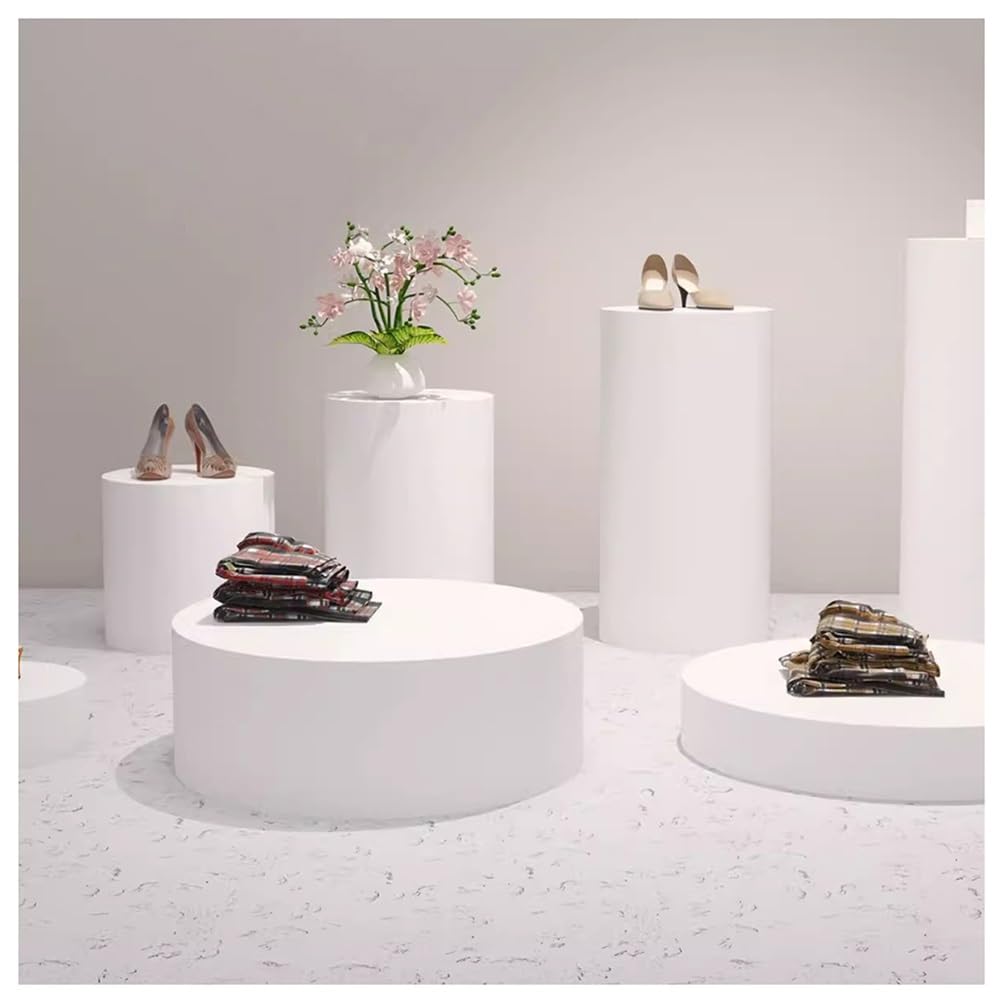 Supports d'affichage universels à cylindre rond blanc, base de plate-forme de magasin de vêtements/mariage, piédestal de rehausseurs pour mannequin/chaussures/sacs, décor de socle d'événement pour les