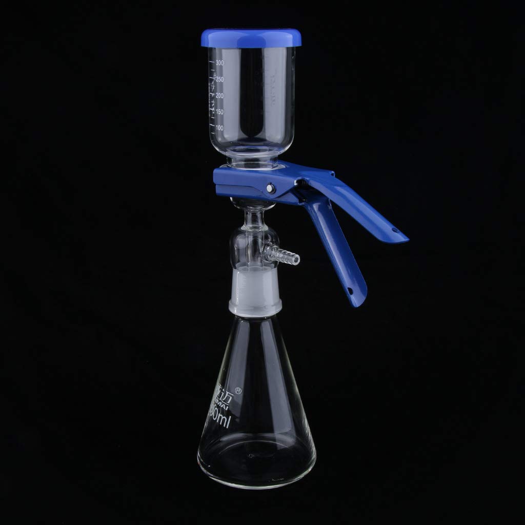 Aparato de filtración de 500 ml, unidad de filtración de laboratorio al vacío con embudo y abrazadera