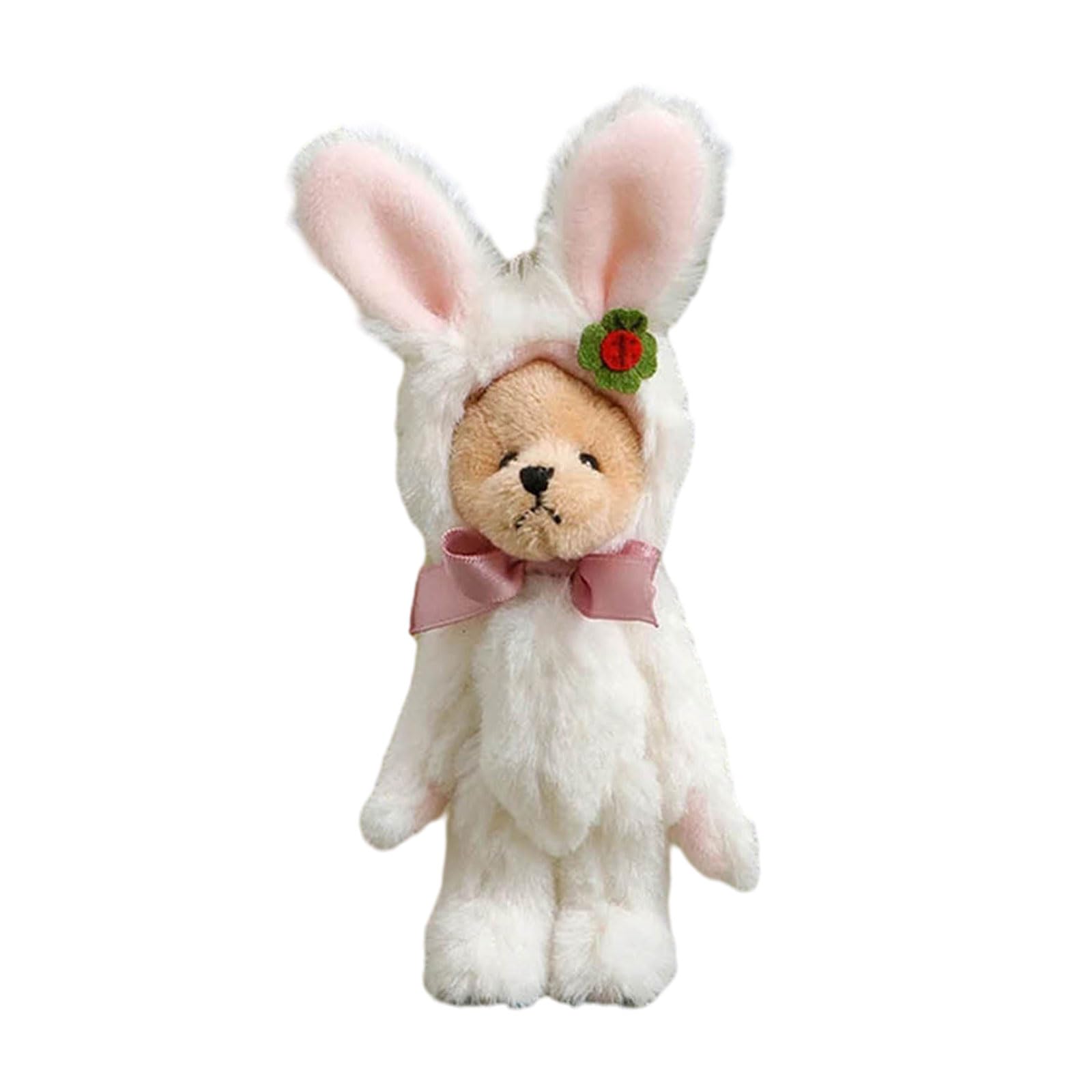 Jazuaiao Transformable Christmas Plush Bear Toy Multi Functional Backpack for Kids and Christmas Enthusiasts As Presents New Creative Animal Pendant Keychain