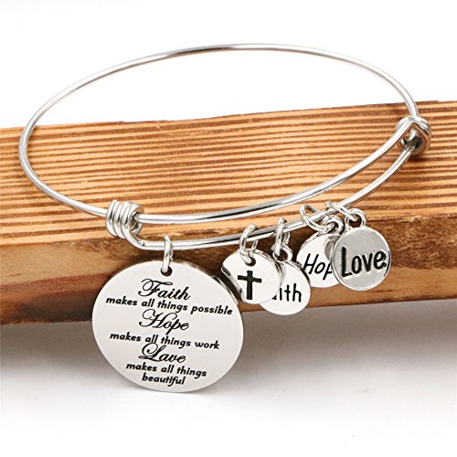 Yiyang 43225-17885 Faith Bracelet For Christian Expandable Wire Bangle Jewelry Gift thumb #1