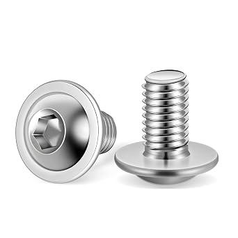 M6-1.0 x 10mm Flanged Button Head Socket Cap Screws, Stainless Steel 18-8 304, Bright Finish, Full Thread, Allen Socket Drive, 25 PCS