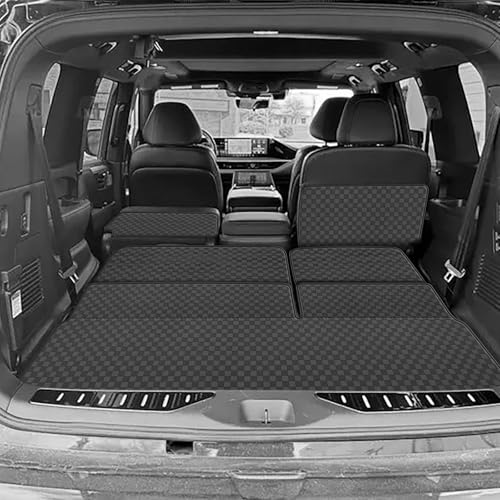 Image of Cargo Mat & Backrest Mat Fit for 2014-2024 Infiniti QX80 | 2017-2024 Nissan Armada | 2011-2013 Infiniti QX56 - All Weather PU Leather Trunk Liner and 2nd & 3rd Row Rear Backrest Prot
