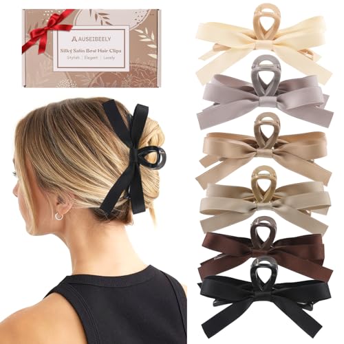 Pinzas para cabello de moño satinado 6 piezas miniatura 1