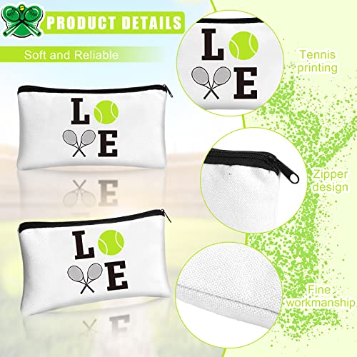 Moukeren 12 Pieces Tennis Makeup Bag Cosmetic Bag Travel Portable Storage Toiletry Case Accessories with Zippers Tennis Gifts for Lovers Players Teams Women Girls(White)3