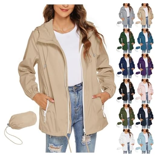 AEGJEGVD Vêtements Imperméables Femme Pas Cher Veste Mi Saison Imperméable Manteau Coupe-Vent Manteaux Imperméables De Pluie pour Femme Vestes De Extérieur Blazer Coupe-Vent Avec Poches Et Doublure