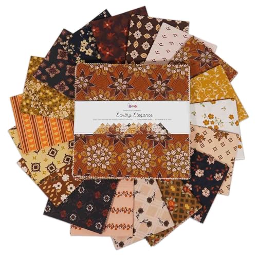 40 Pcs 10 x 10 inches Quilting Fabric Bundles Precut, DIY Cotton Fabric Squares, Printed Layer Cakes Patchwork Materials for Holiday Crafts Cloths Décor, Charm Squares for Quilts - Earthy Elegance