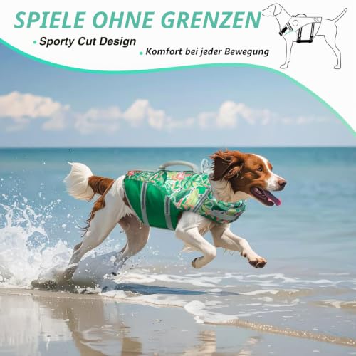 VIVAGLORY Hunde Schwimmweste Sports Style Hundeschwimmweste, L, Grün