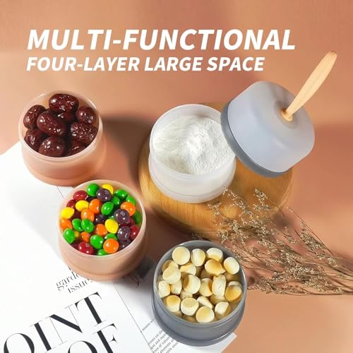 Image of MINI Baby BPA Free Multi-Layer Stackable Food Storage Box Custom Logo Manual Dispenser for Travel Leakproof Portable Milk Powder Container (Blue)