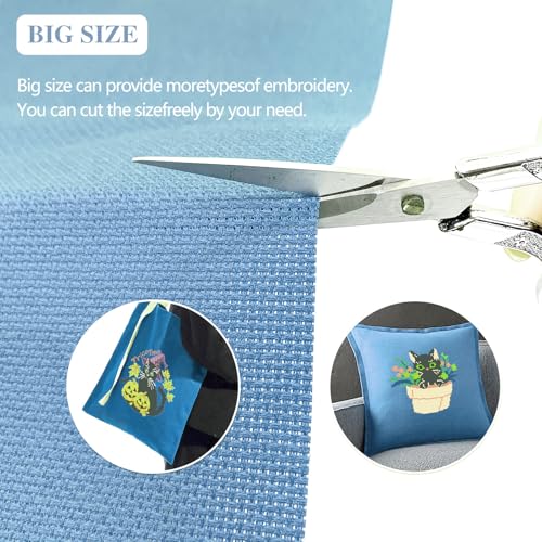Image of 14CT Aida Cloth - 30x35 Inch Cross Stitch Fabric for Embroidery, Pre-Cut Needlework Material, Acid-Free, Durable Weave(Light Blue)