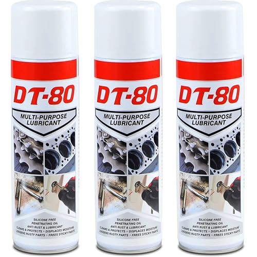 DT-80 Silicone Grease Spray Rust Remover Bike Chain Lube Penetrating Oil Lubricant - Cleans, Protects, Multi-Purpose - Available in 500ml Pack of 1, 2, or 3 (3)