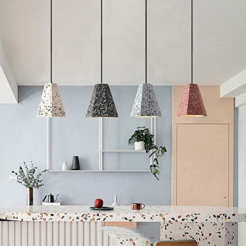Luces colgantes de maceta de estilo cemento hechas con elegante terrazo gris 6