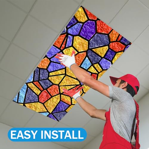 Image of 2 Pcs Fluorescent Light Covers with 20 Magnets Decorative for Classroom Ceiling Light 4 x 2 Feet Magnetic Light Covers Filter Easy Install for Office Hospitals & Home Drop Ceiling Supplies