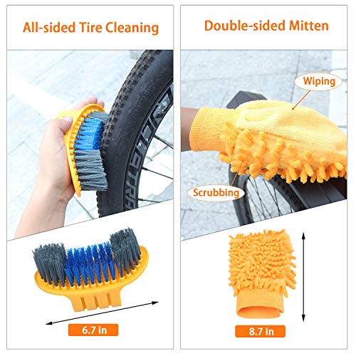 10 Pieces Precision Bicycle Cleaning Brush Tool Including Bike Chain Scrubber and 2 Tire Brushes Suitable for MTB, Road, City, Hybrid,BMX and Folding Bike - Thumbnail 7