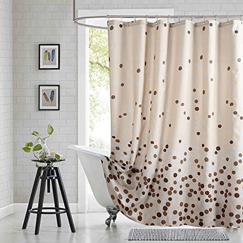Bestripes Long Fabric Shower Curtain, Sand Khaki Brown Ombre Polka Dot Shower Curtains For Bathroom, Waterproof Bathroom Curtains, 72" W X 78" H #TOP4