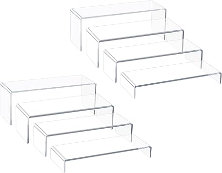 Acrylic Display Riser Stand, 12" 8Pc 5mm Tiered Shelf Risers for Cupcake