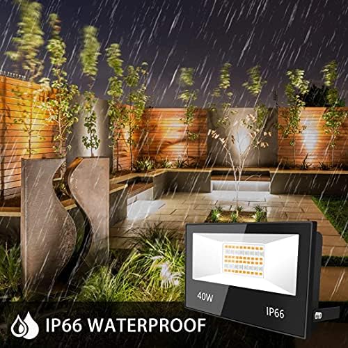 LED Floodlight Outdoor 40W 4000LM, Colour Changing Flood Lights, RGB 120 Colours and Warm White, Timing Remote Control,IP66 Waterproof UK3-Plug (2 Pack)