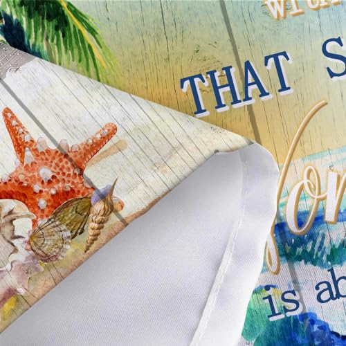 Ptrxobj Beach Ocean Turtle Shower Curtain, Coastal Quote Wooden Fabric Shower Curtains Set for Kids Bathroom Decorative, Blue Beachy Restroom Decor Accessories with Hooks 72X 72 Inch - Image 7