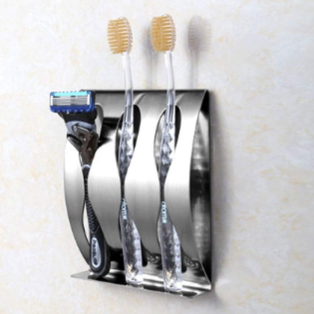 Toothbrush Shaver Holder Rustproof Polished Stainless Steel Organizer Sticky Wall Mounted Bathroom Shower Toothbrush Shelf(11.5cm)