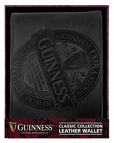Cartera de piel negra Guinness con diseño clásico de etiqueta de colección, Black, Talla única, Clásico Cover